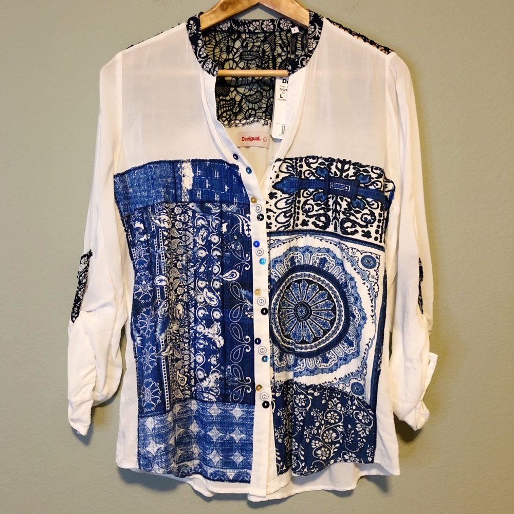 Desigual Gemma Woven Long Sleeve Shirt - Large